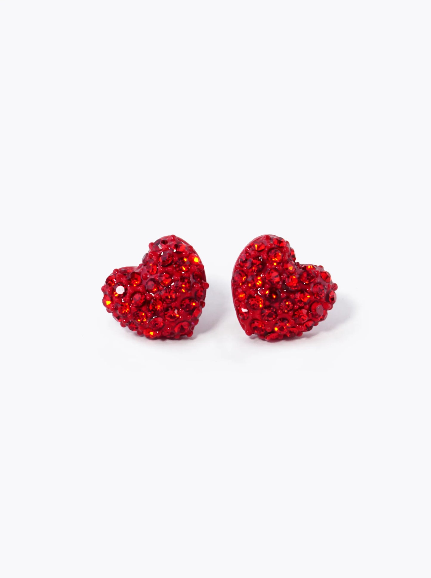 Crystal Pave 9mm Puffy Heart Stud Earrings