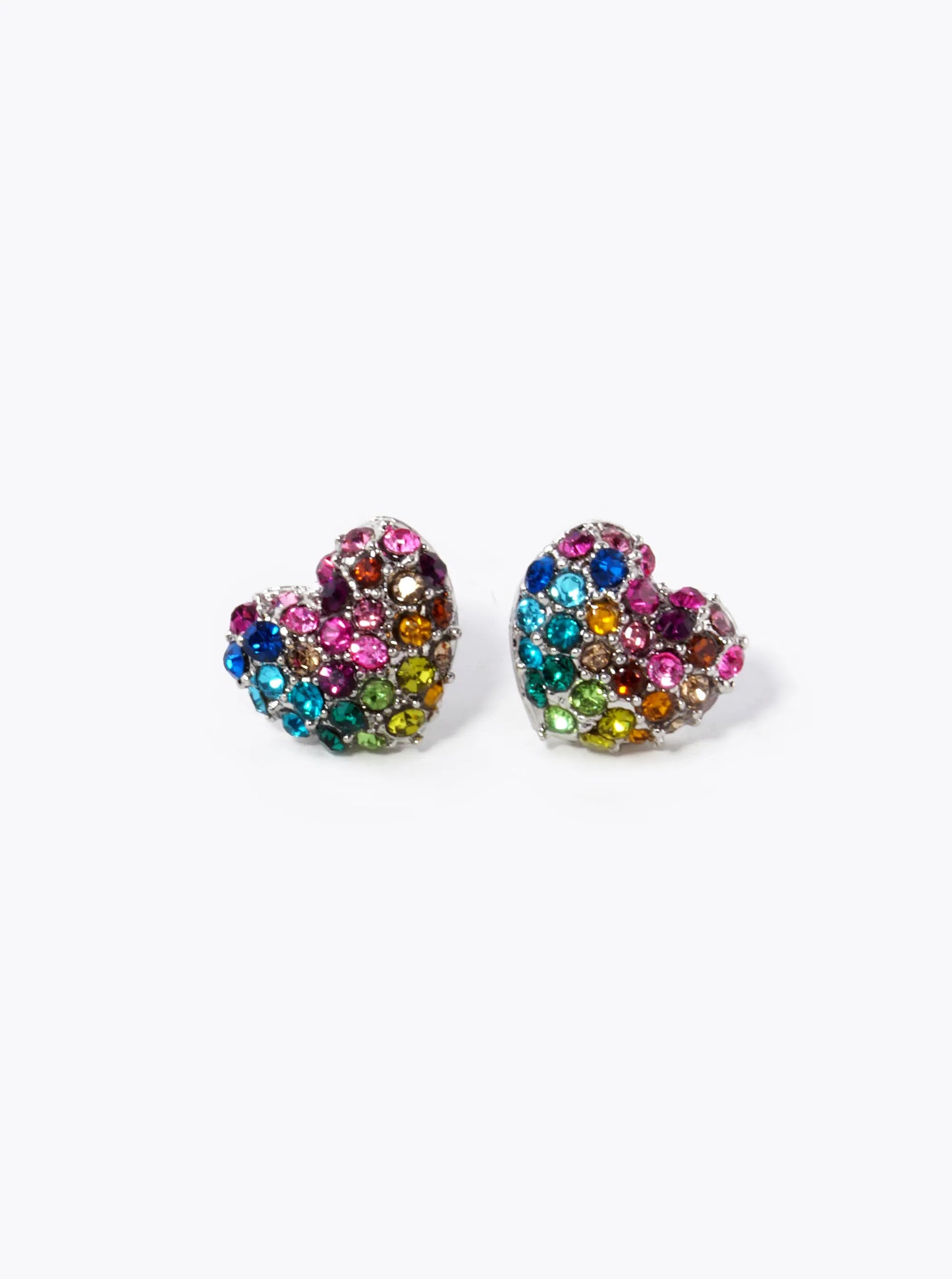 Crystal Pave 9mm Puffy Heart Stud Earrings