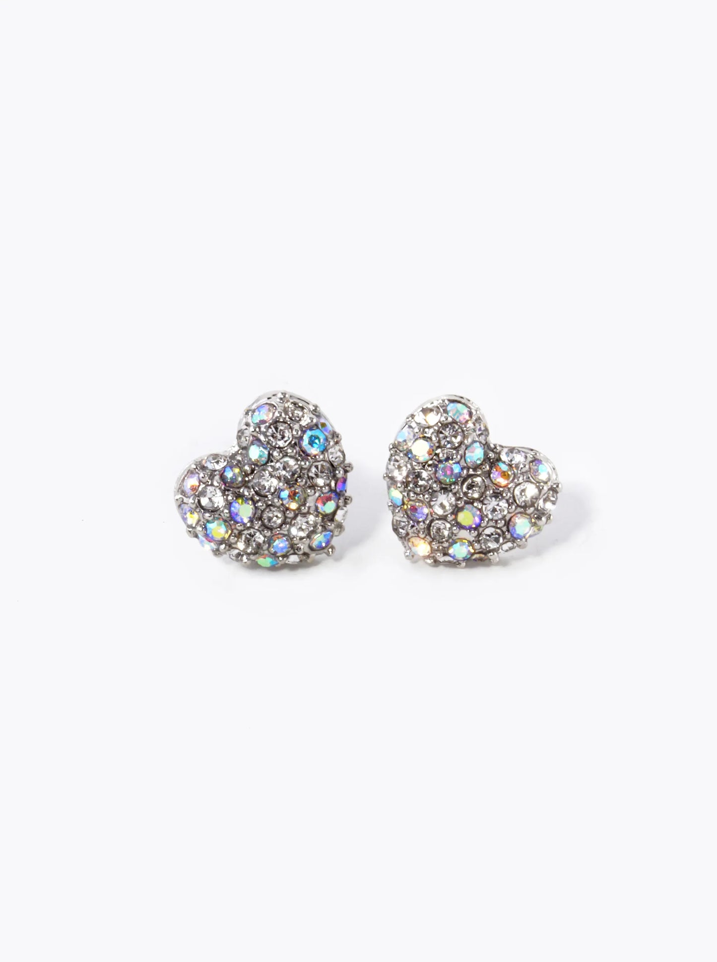 Crystal Pave 9mm Puffy Heart Stud Earrings