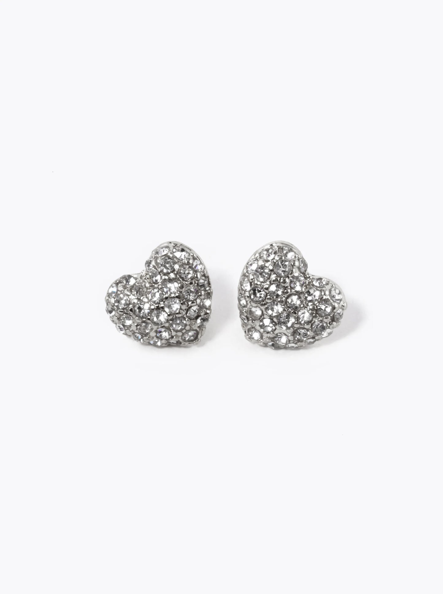 Crystal Pave 9mm Puffy Heart Stud Earrings