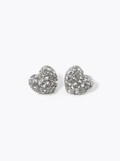 Crystal Pave 9mm Puffy Heart Stud Earrings