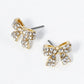 Crystal Pave 9mm Ribbon Bow Post Stud Earrings
