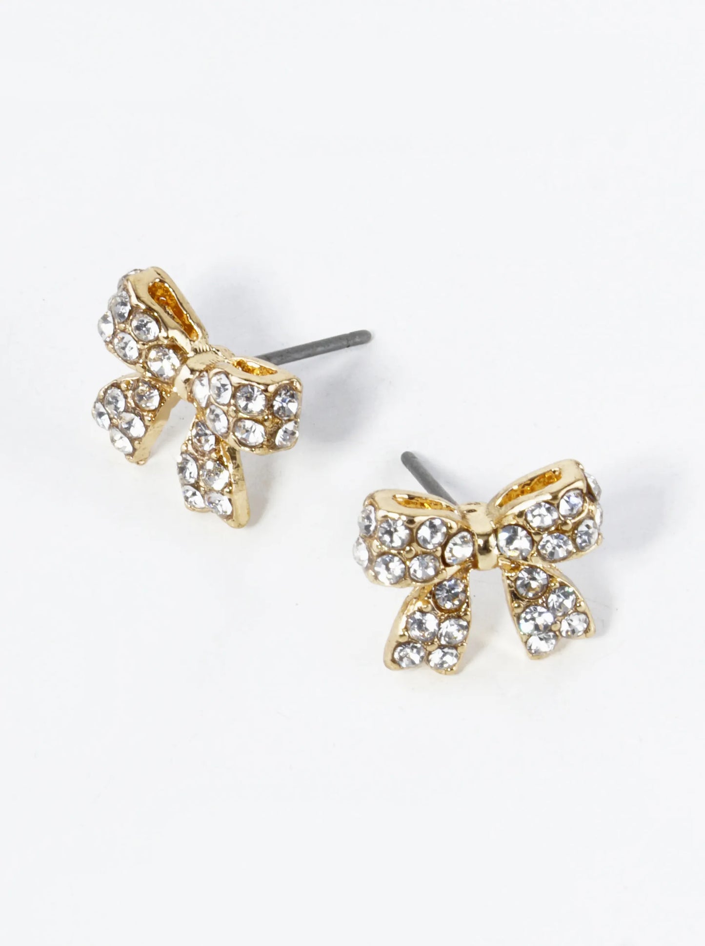 Crystal Pave 9mm Ribbon Bow Post Stud Earrings