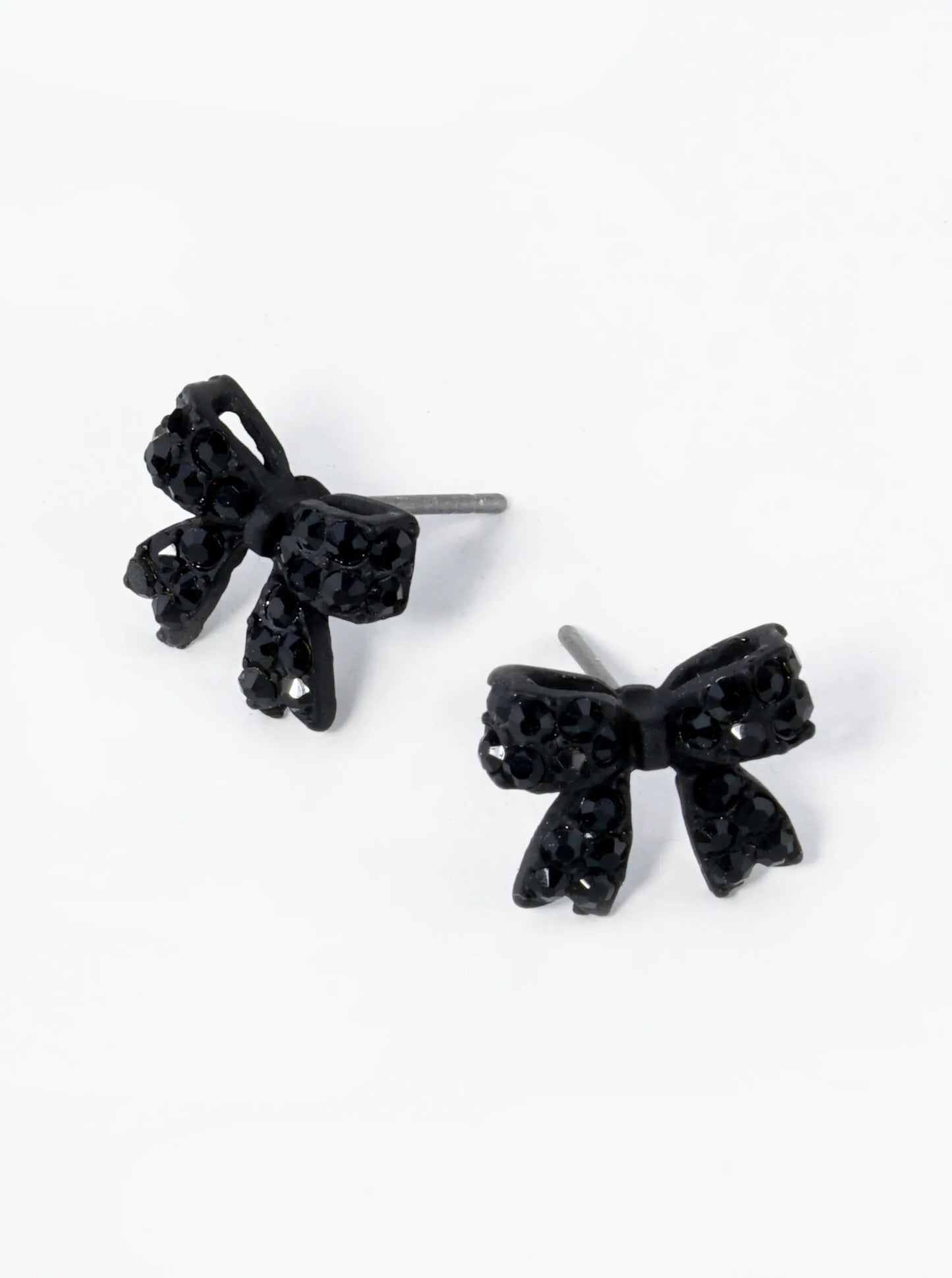 Crystal Pave 9mm Ribbon Bow Post Stud Earrings