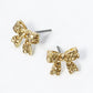 Crystal Pave 9mm Ribbon Bow Post Stud Earrings