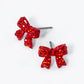 Crystal Pave 9mm Ribbon Bow Post Stud Earrings