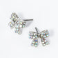 Crystal Pave 9mm Ribbon Bow Post Stud Earrings