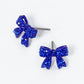 Crystal Pave 9mm Ribbon Bow Post Stud Earrings