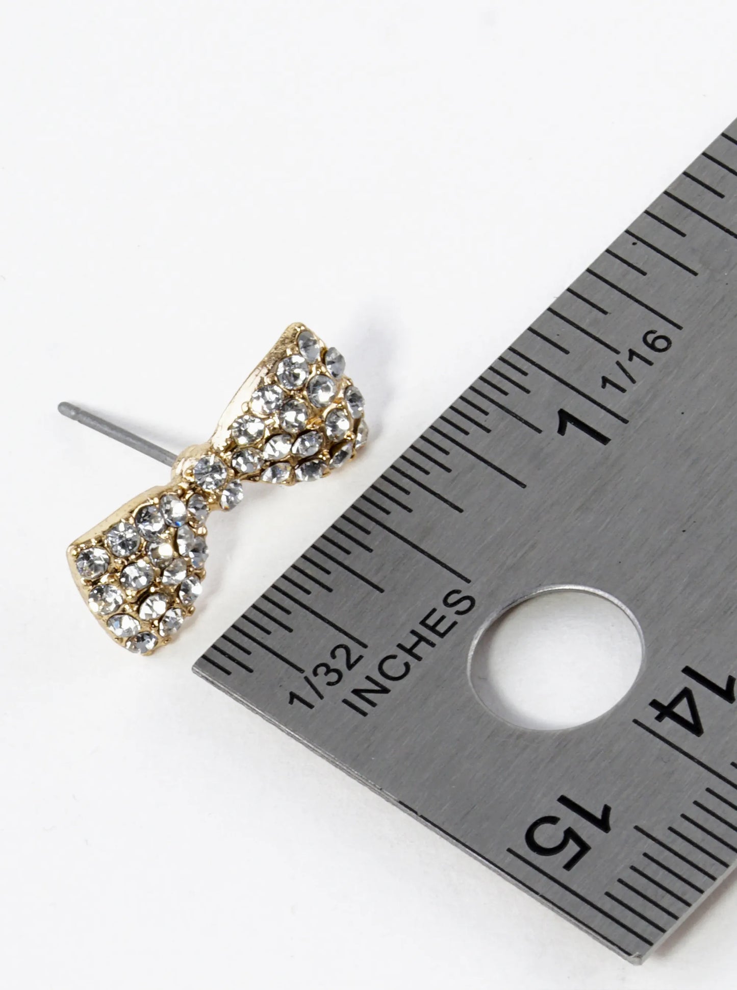 Crystal Pave 9mm Ribbon Bow Stud Earrings