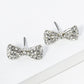 Crystal Pave 9mm Ribbon Bow Stud Earrings
