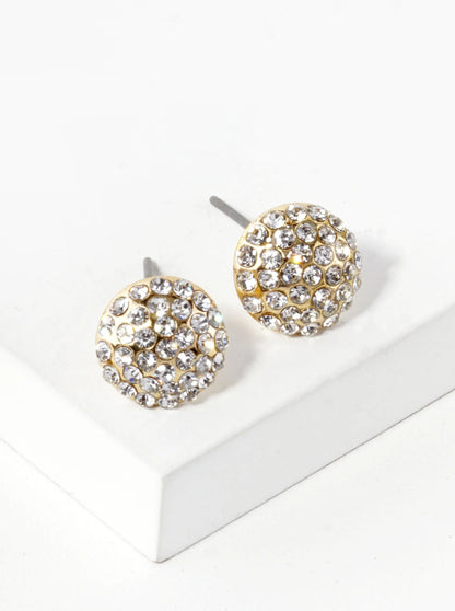 Crystal Pave 9mm Round Button Stud Earrings