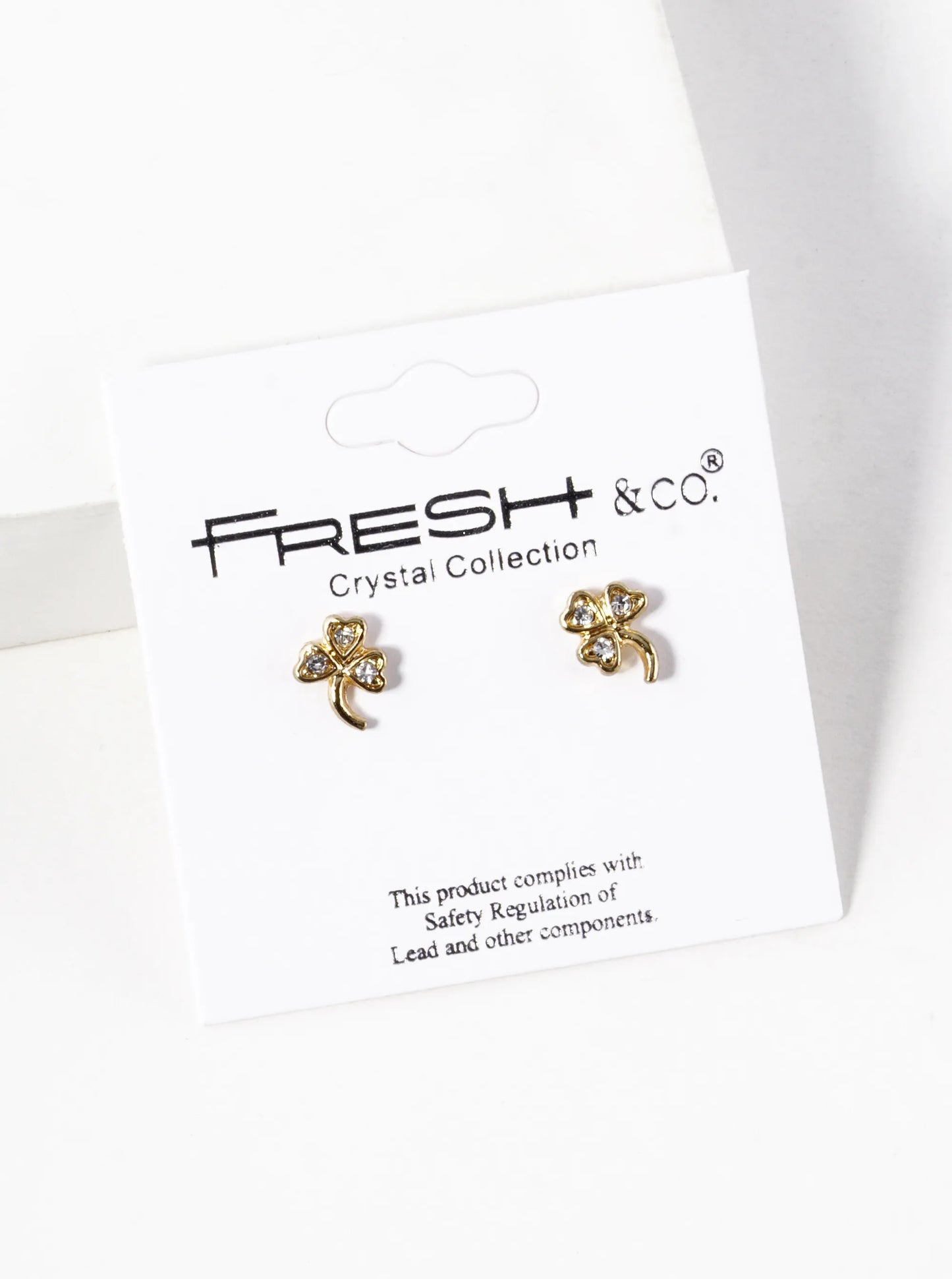 Crystal Pave 9mm Three-Leaf Clover Stud Earrings