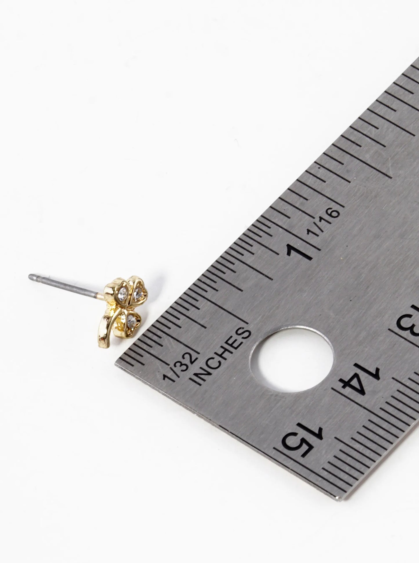 Crystal Pave 9mm Three-Leaf Clover Stud Earrings