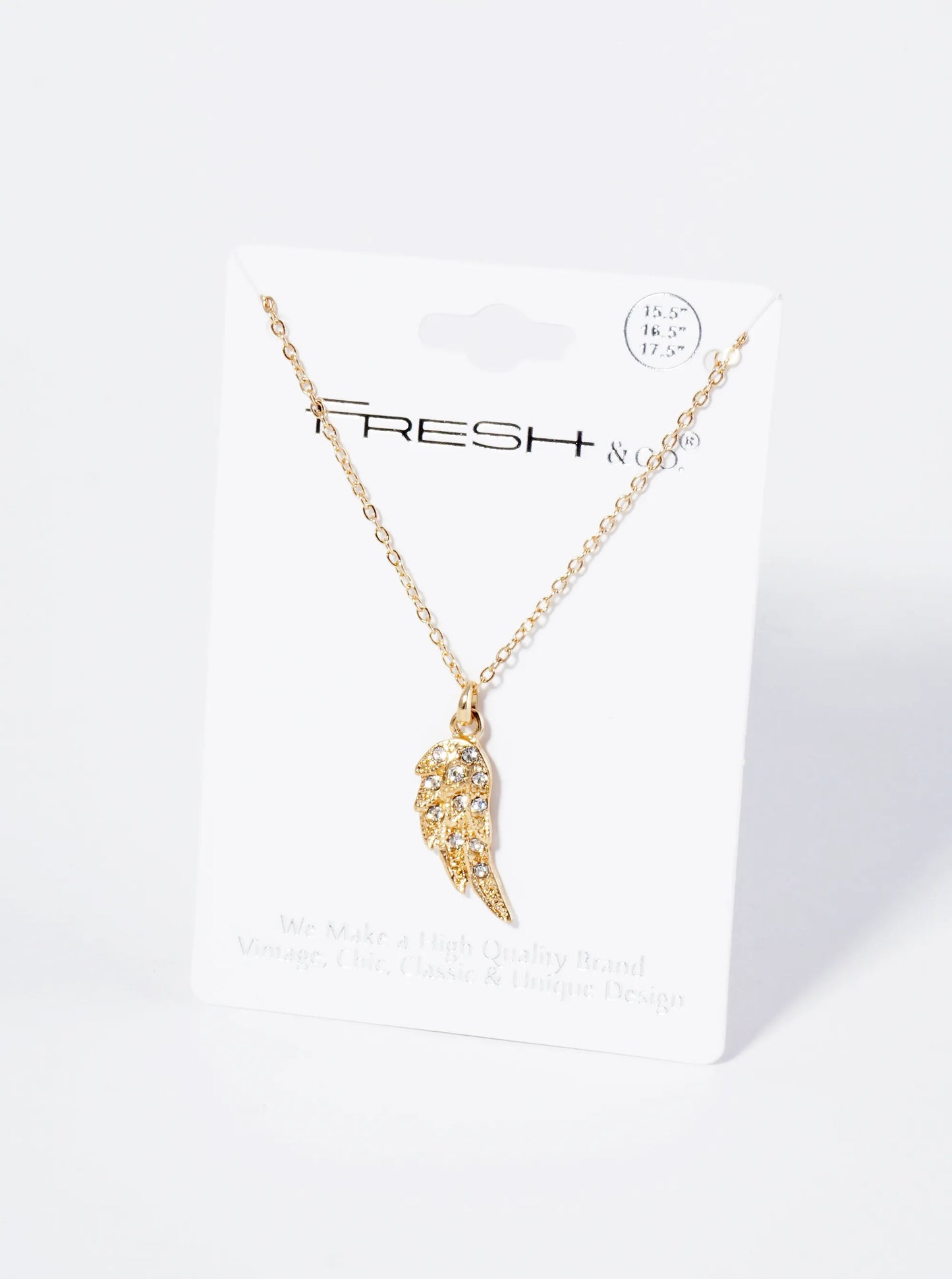 Crystal Pave Angel Wing Pendant Necklace