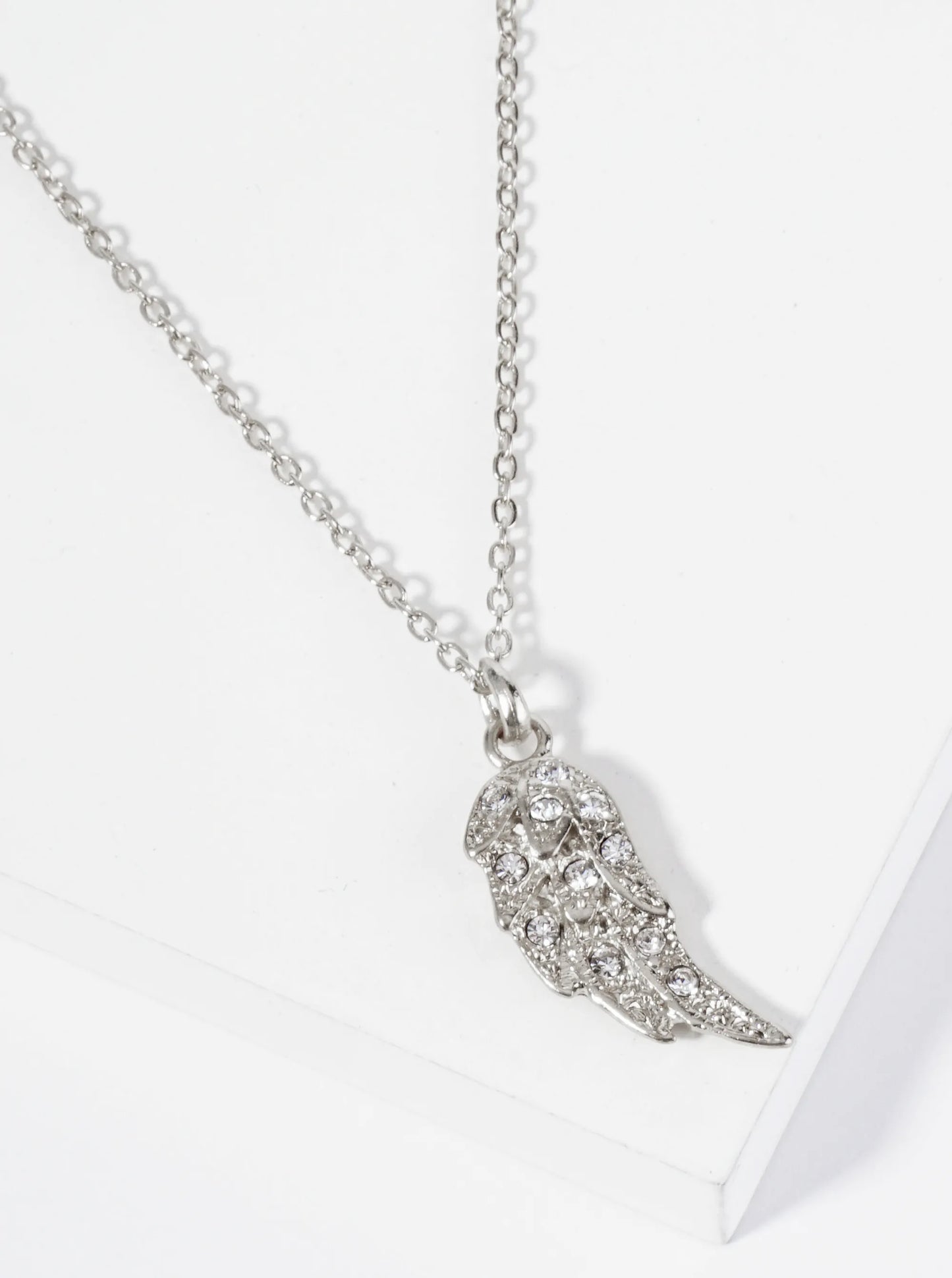 Crystal Pave Angel Wing Pendant Necklace