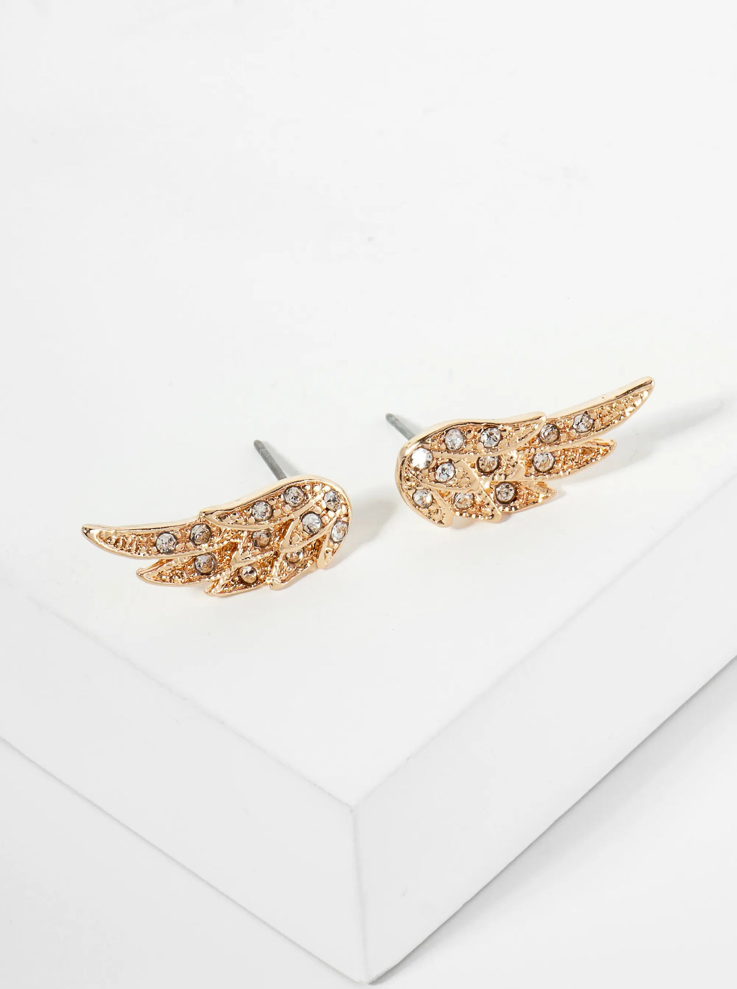 Crystal Pave Angel Wings Post Stud Earrings