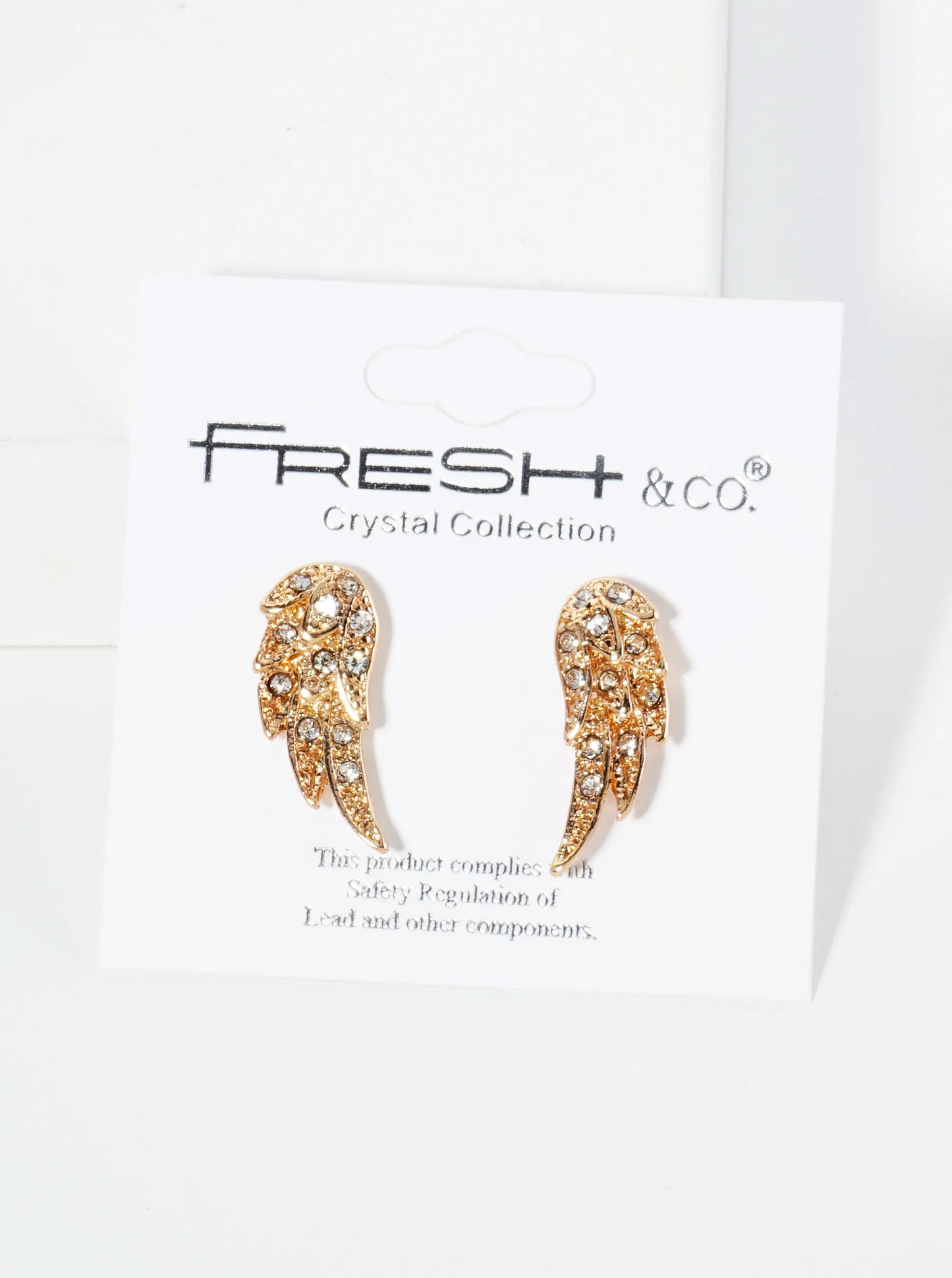 Crystal Pave Angel Wings Post Stud Earrings