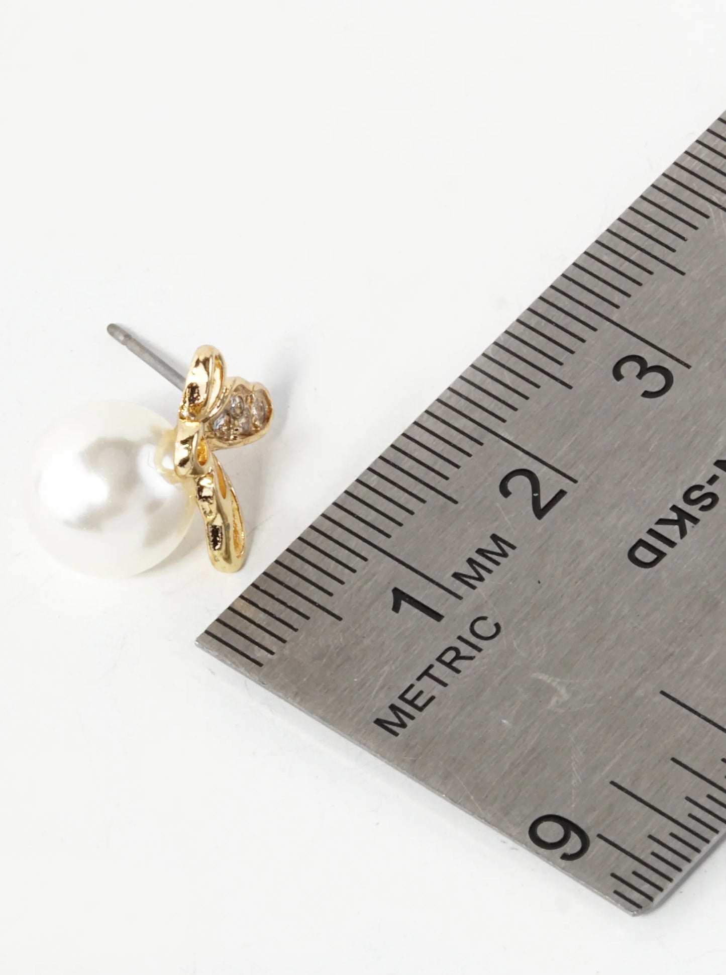 Crystal Pave Butterfly Sitting On 10mm Pearl Bead 15mm Stud Earrings