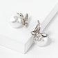 Crystal Pave Butterfly Sitting On 10mm Pearl Bead 15mm Stud Earrings