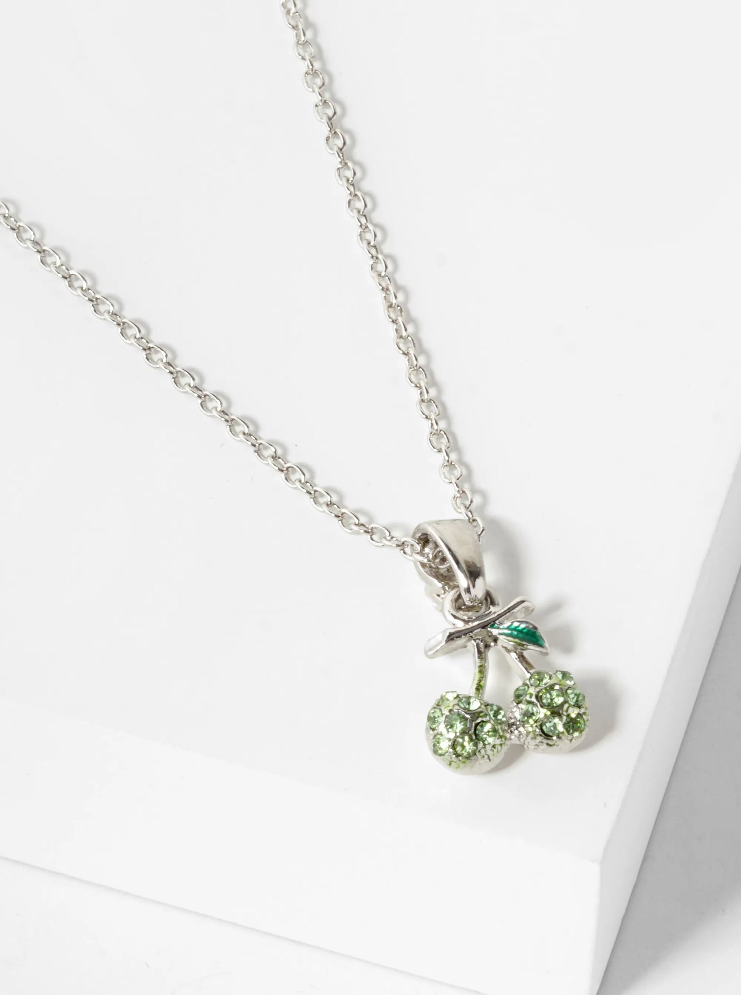 Crystal Pave Cherry Pendant Dainty Necklace
