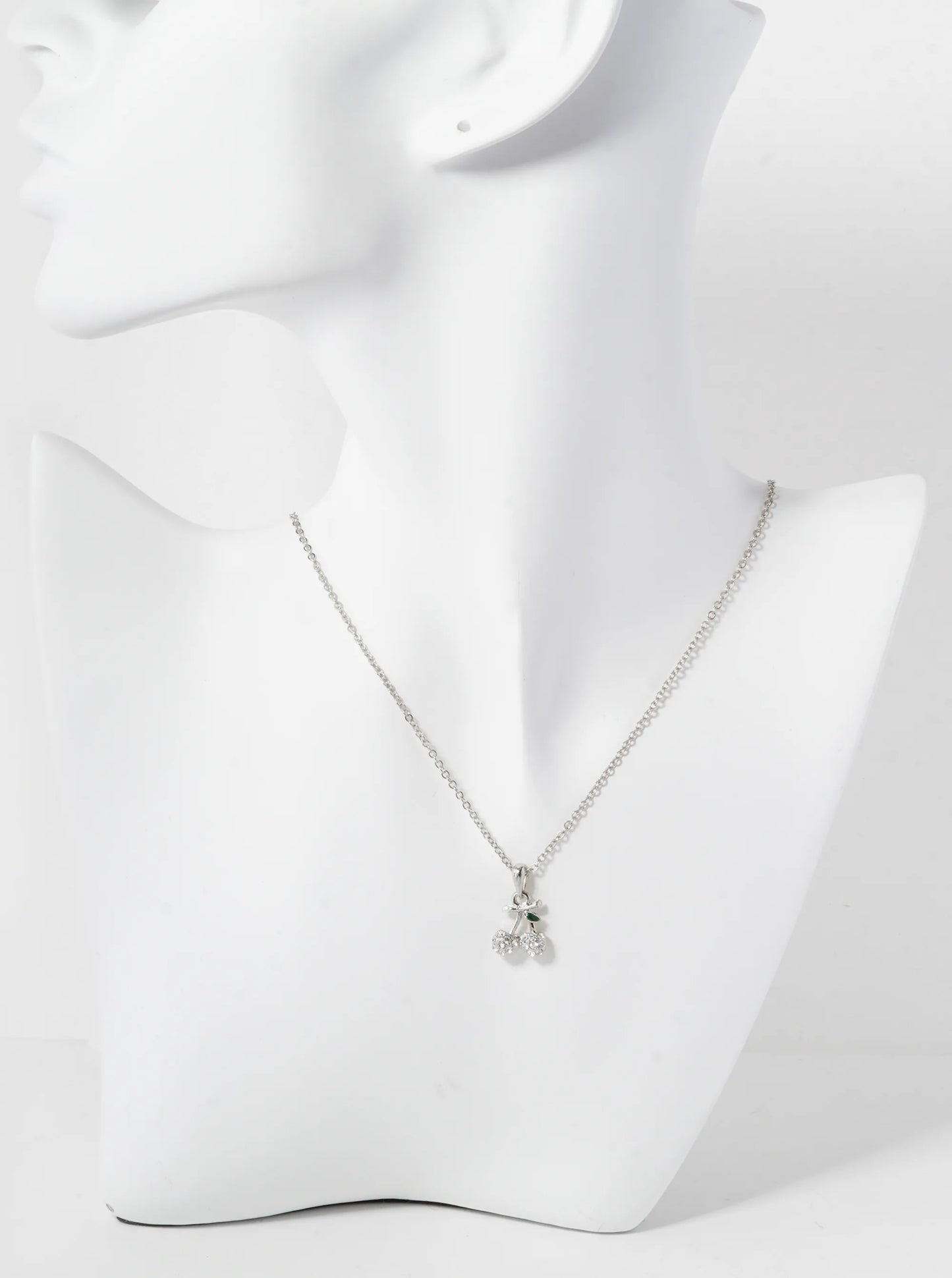 Crystal Pave Cherry Pendant Dainty Necklace