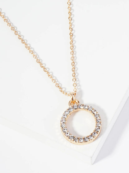 Crystal Pave Circle Pendant Necklace