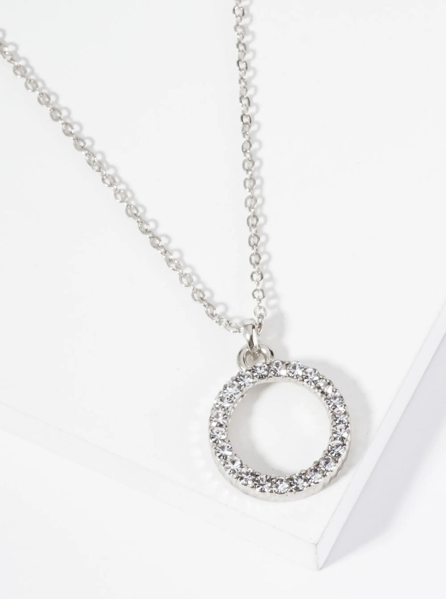 Crystal Pave Circle Pendant Necklace