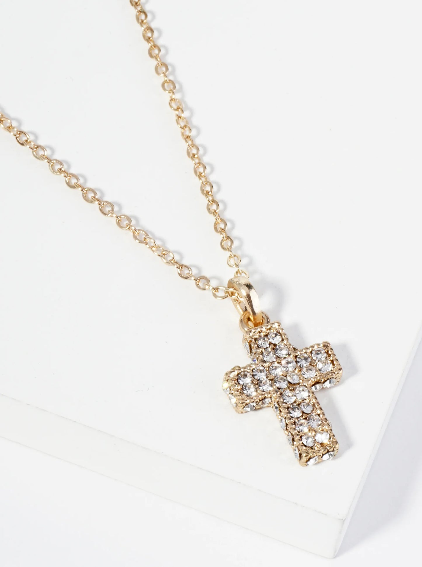 Crystal Pave Cross Pendant Necklace