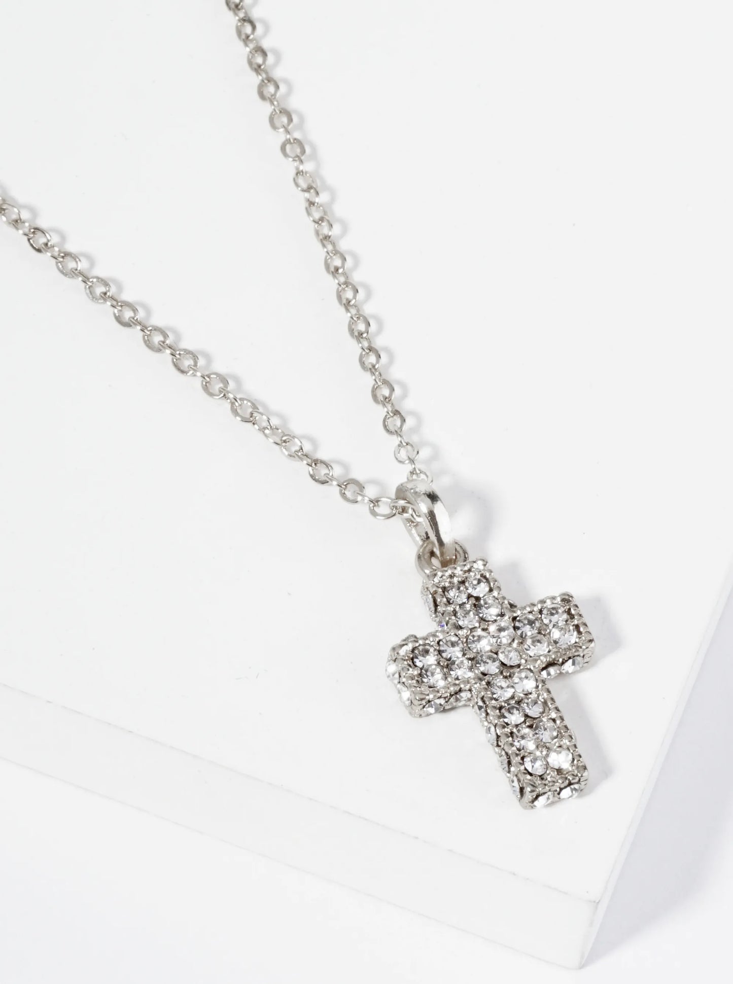 Crystal Pave Cross Pendant Necklace