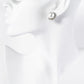 Crystal Pave Curved Oval With12mm Pearl Stud Earrings