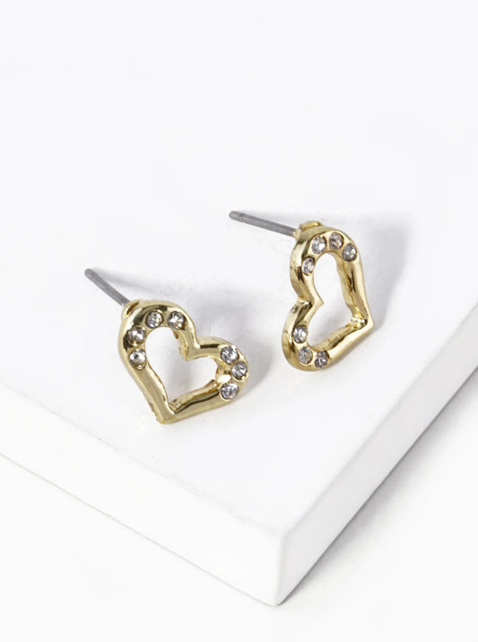 Crystal Pave Dainty 11mm Heart Stud Earrings
