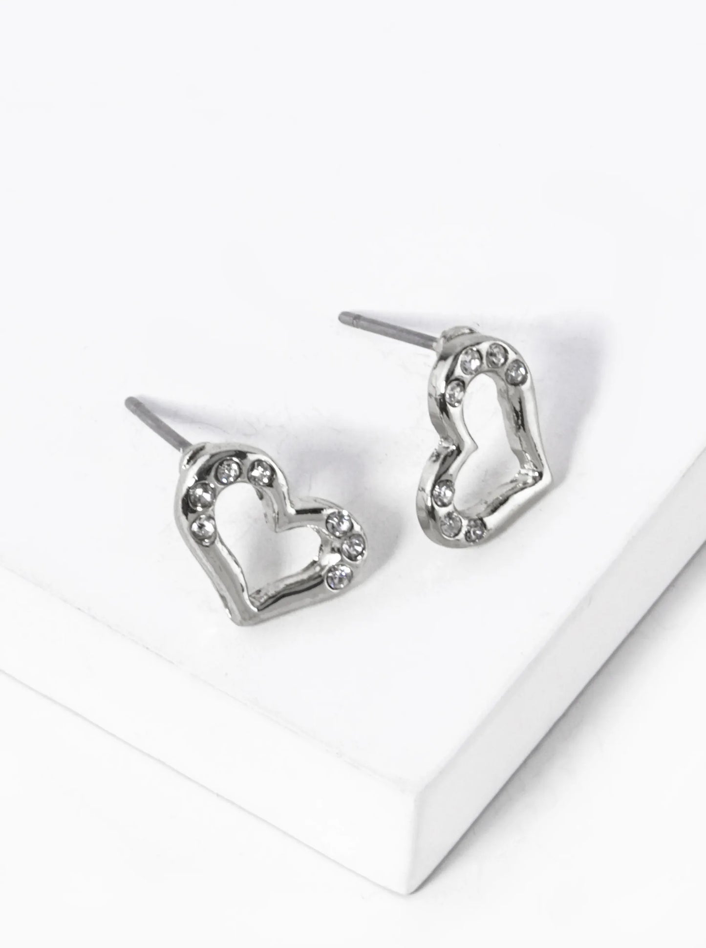 Crystal Pave Dainty 11mm Heart Stud Earrings