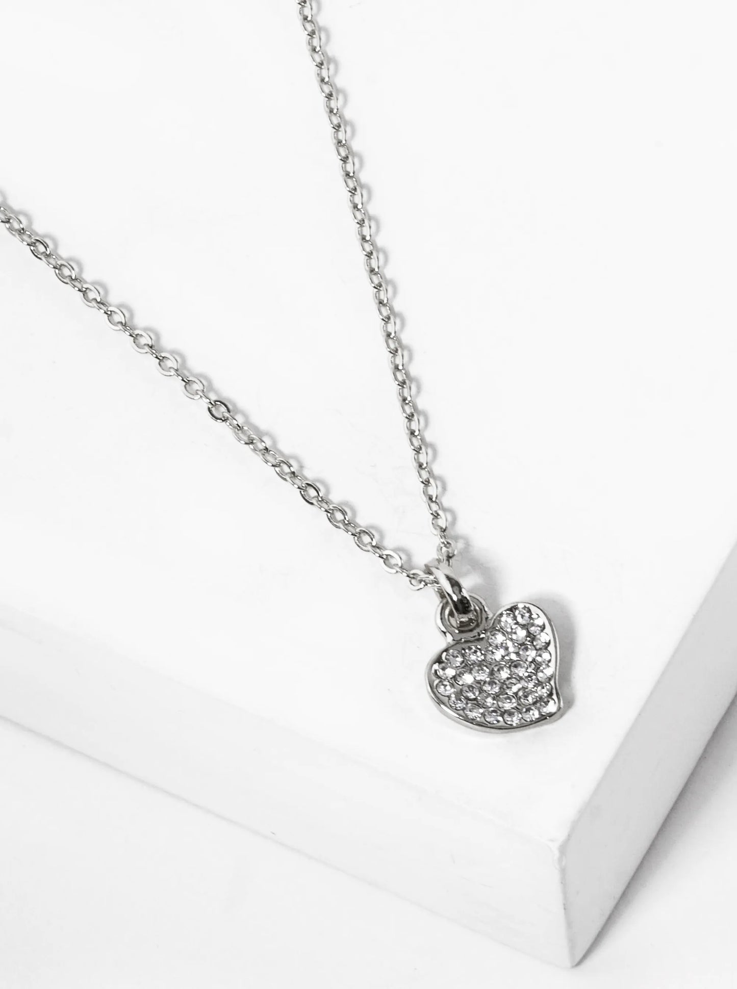 Crystal Pave Dainty Heart Pendant Necklace