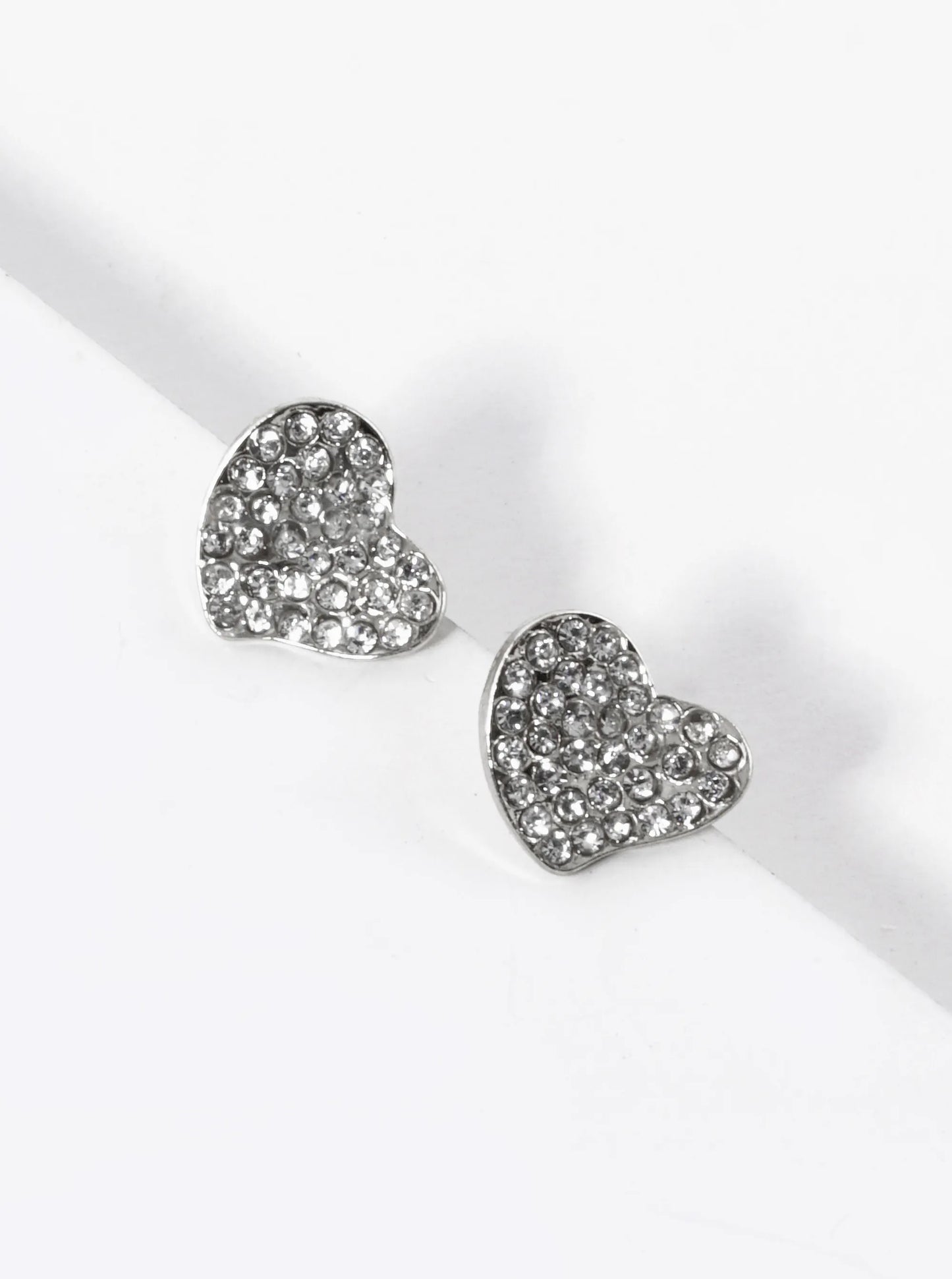 Crystal Pave Dainty Heart Stud Earrings