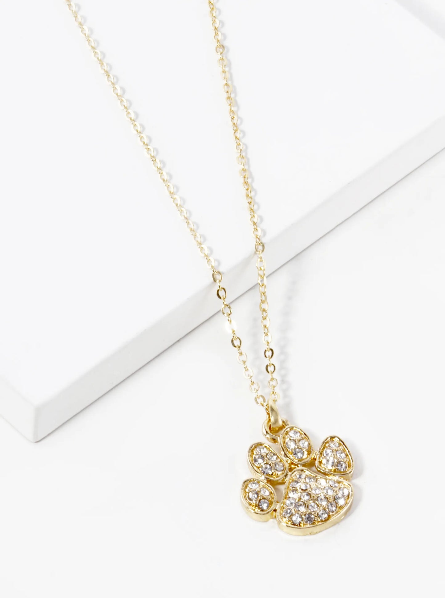 Crystal Pave Dog Paw Game Day Mascot Pendant Necklace