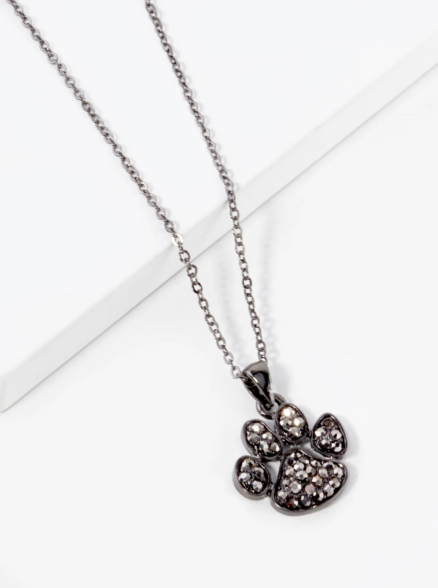 Crystal Pave Dog Paw Game Day Mascot Pendant Necklace