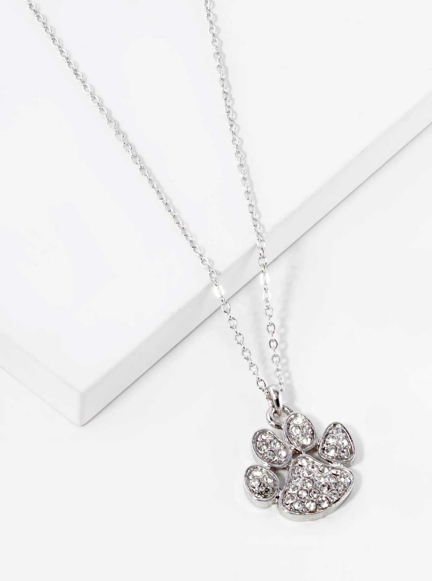 Crystal Pave Dog Paw Game Day Mascot Pendant Necklace
