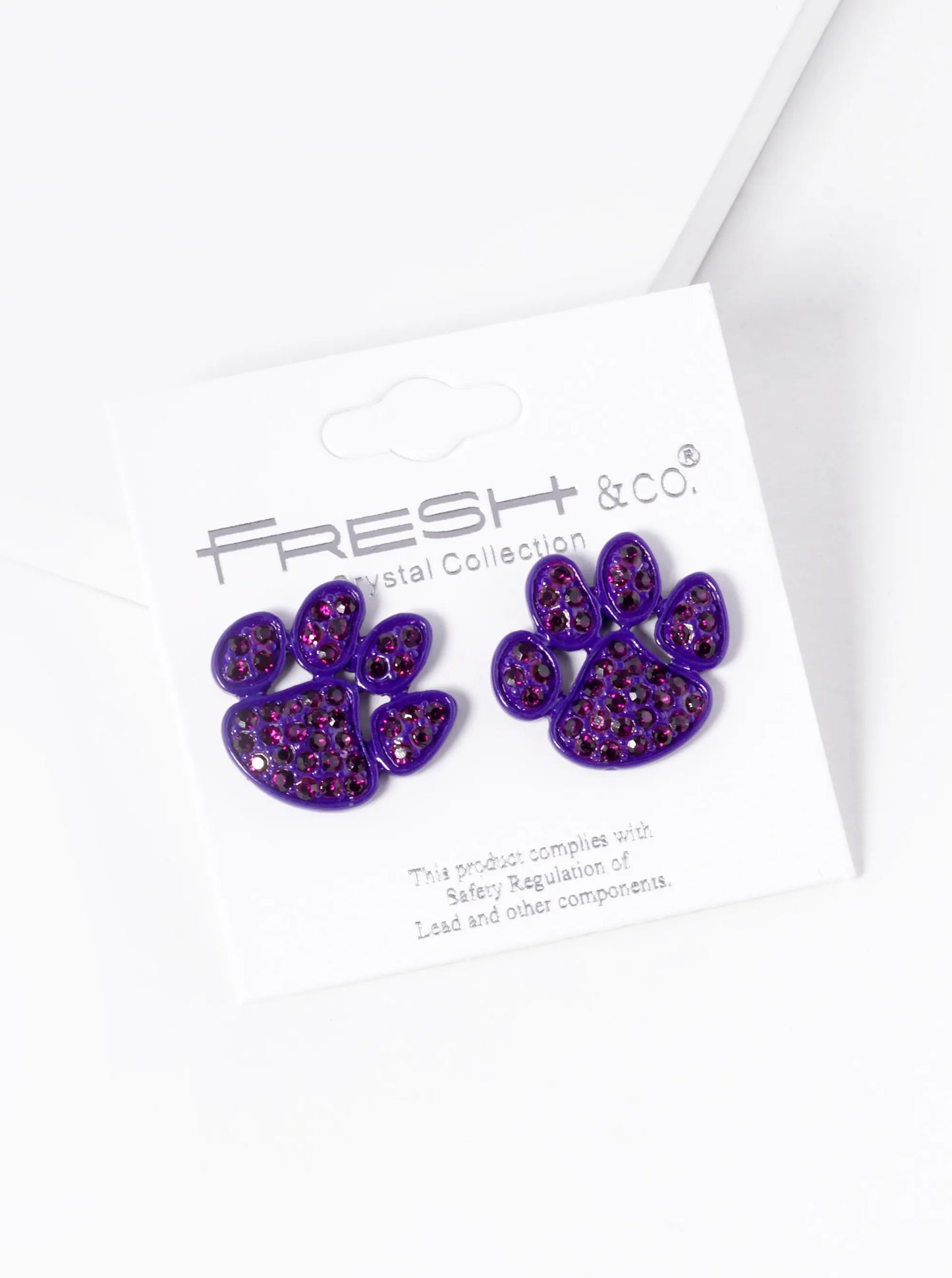 Crystal Pave Dog Paw Game Day Mascot Post Stud Earrings