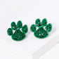 Crystal Pave Dog Paw Game Day Mascot Post Stud Earrings