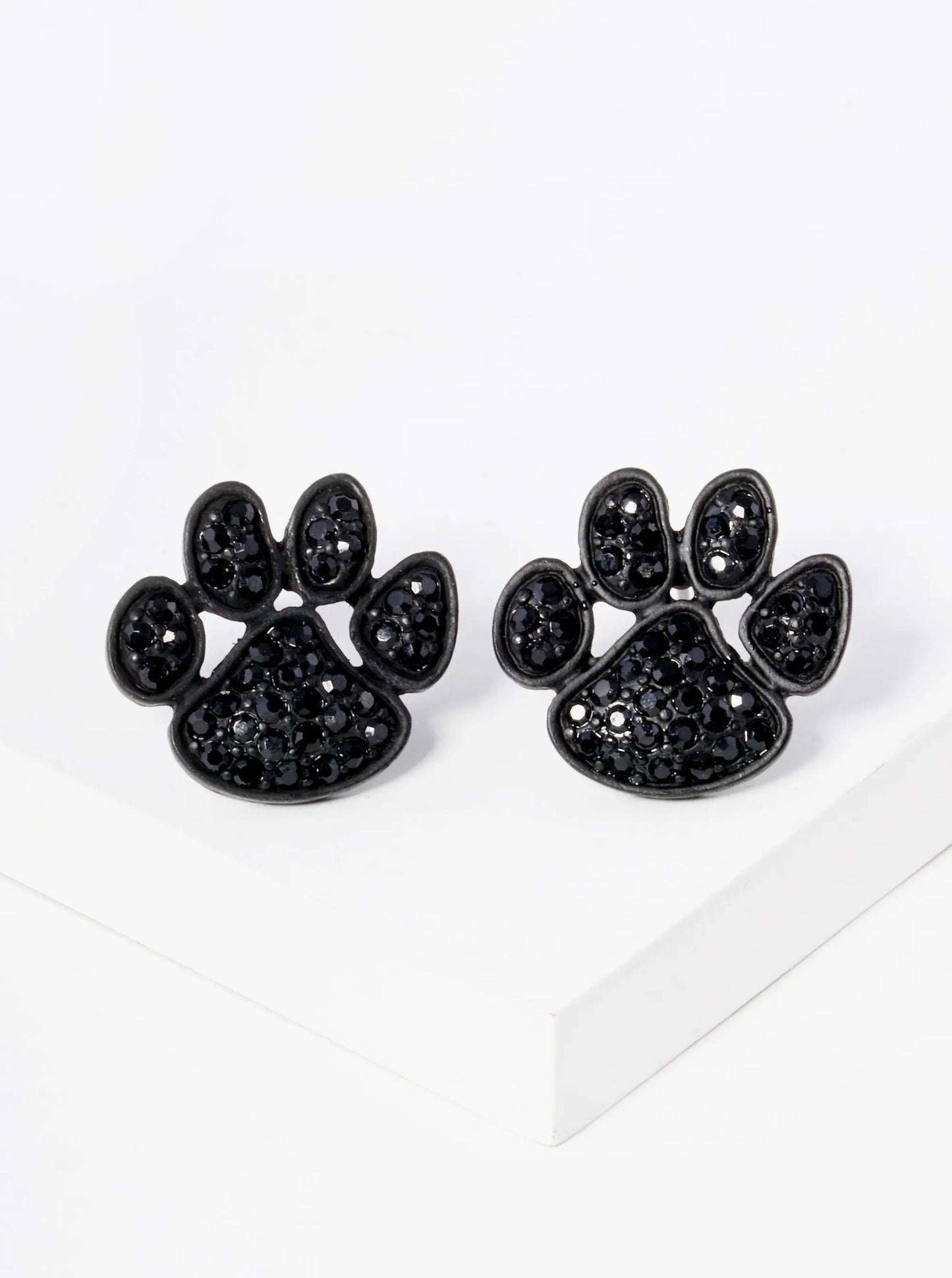 Crystal Pave Dog Paw Game Day Mascot Post Stud Earrings