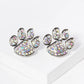 Crystal Pave Dog Paw Game Day Mascot Post Stud Earrings
