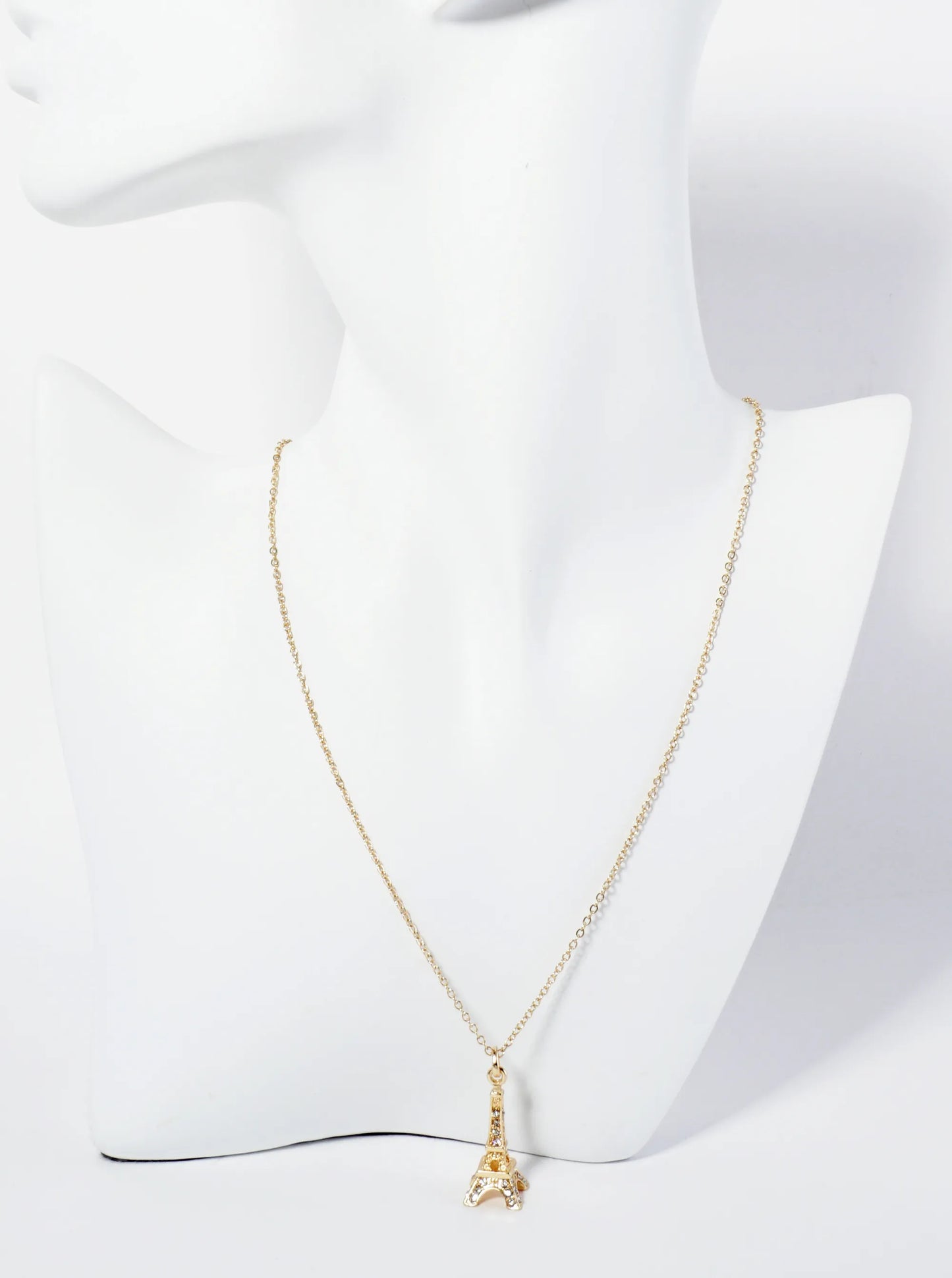 Crystal Pave Eiffel Tower Pendant Necklace