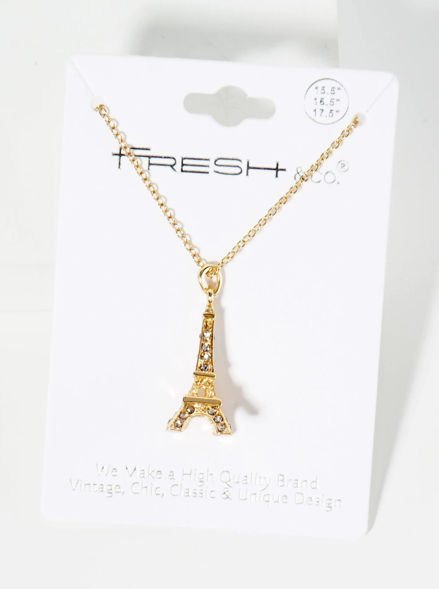 Crystal Pave Eiffel Tower Pendant Necklace