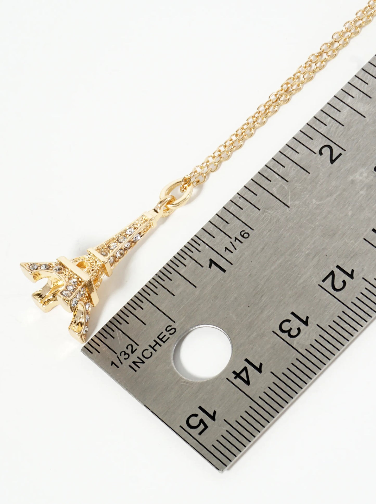 Crystal Pave Eiffel Tower Pendant Necklace