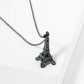 Crystal Pave Eiffel Tower Pendant Necklace