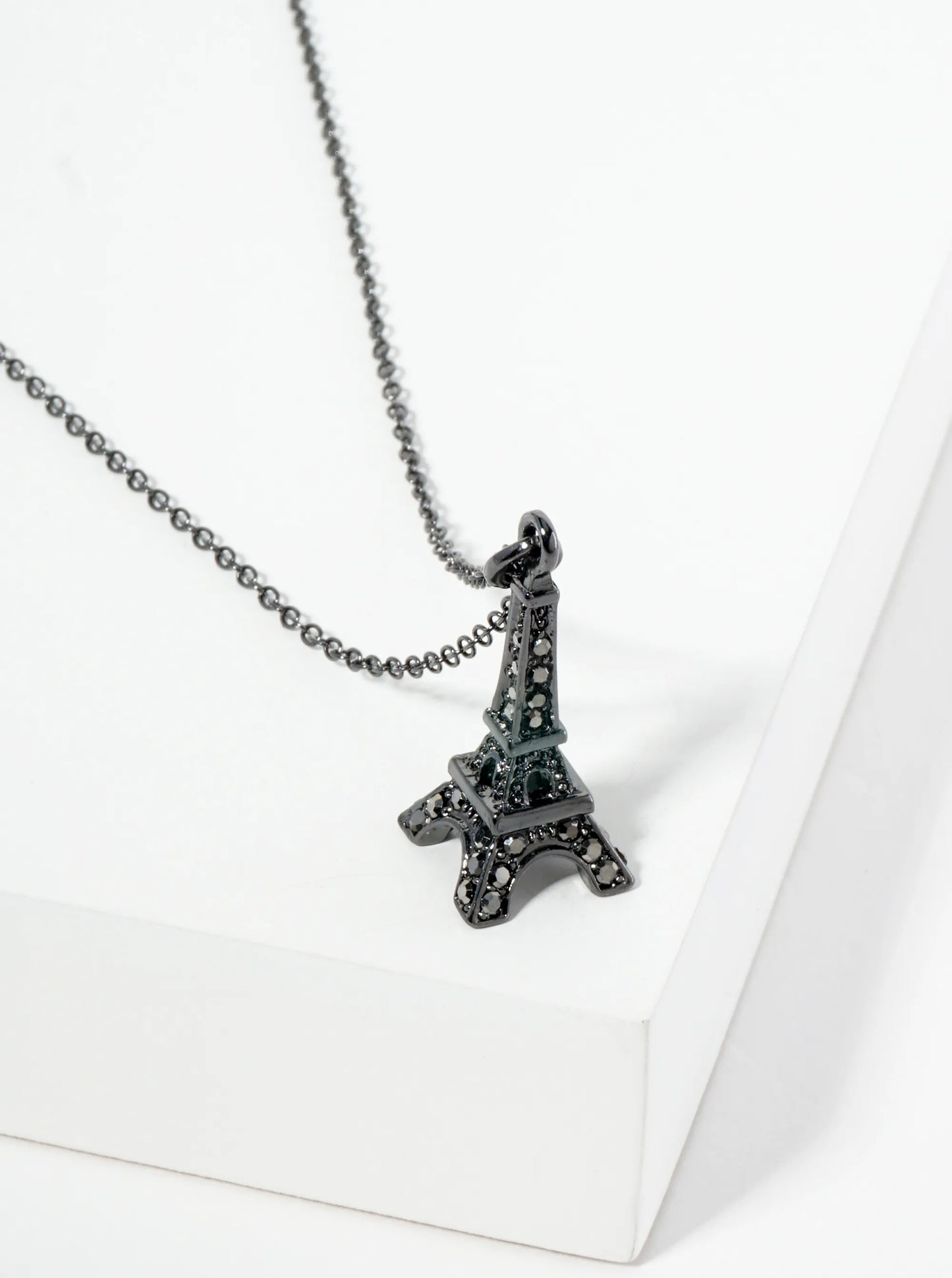 Crystal Pave Eiffel Tower Pendant Necklace