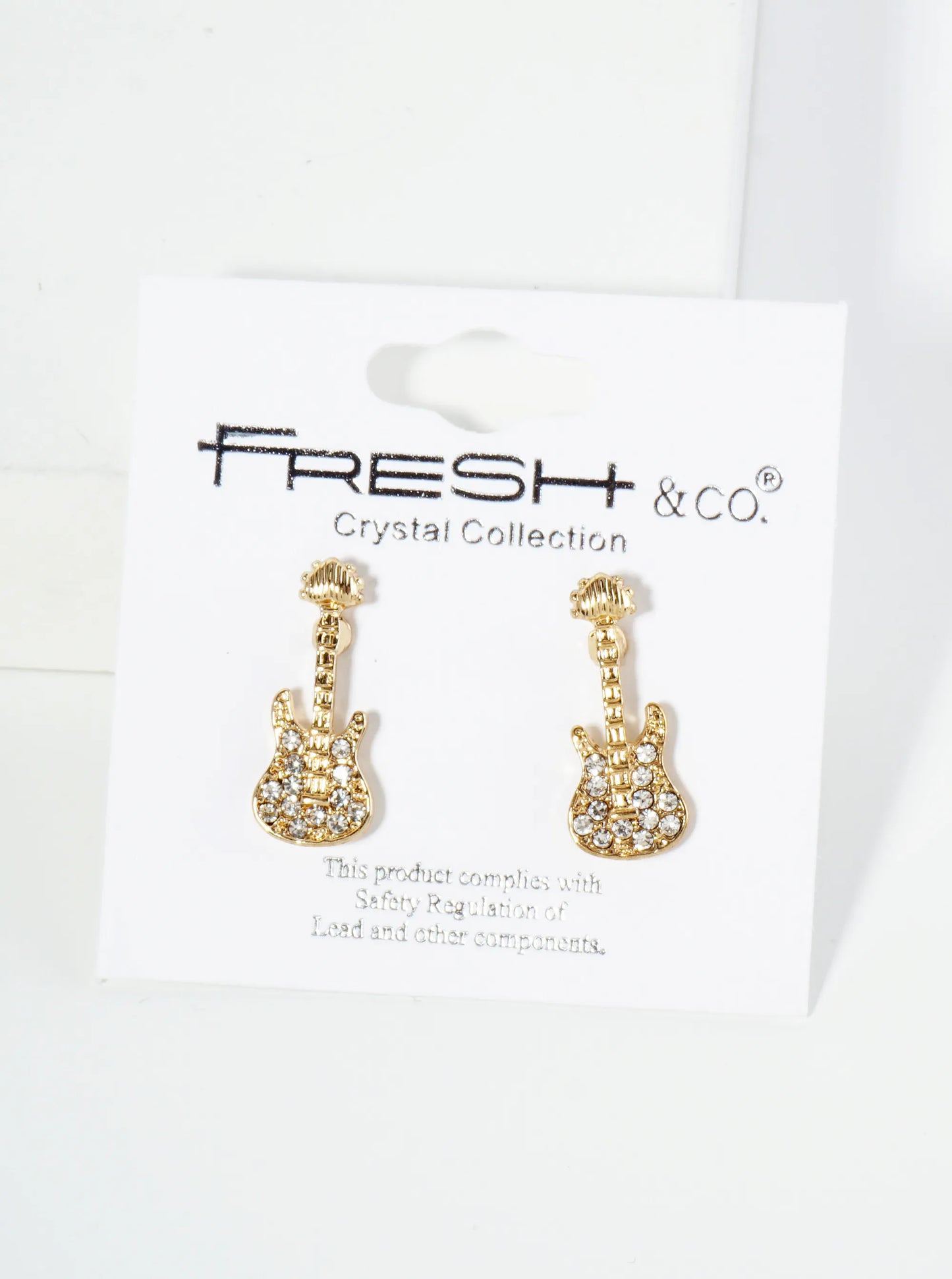 Crystal Pave Electric Guitar Stud Earrings