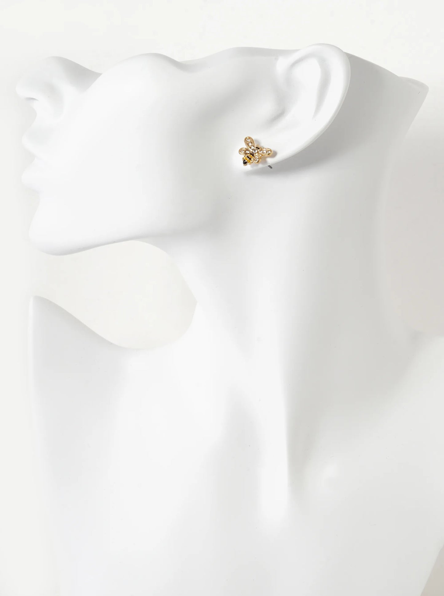 Crystal Pave Enamel 10mm Honey Bee Stud Earrings