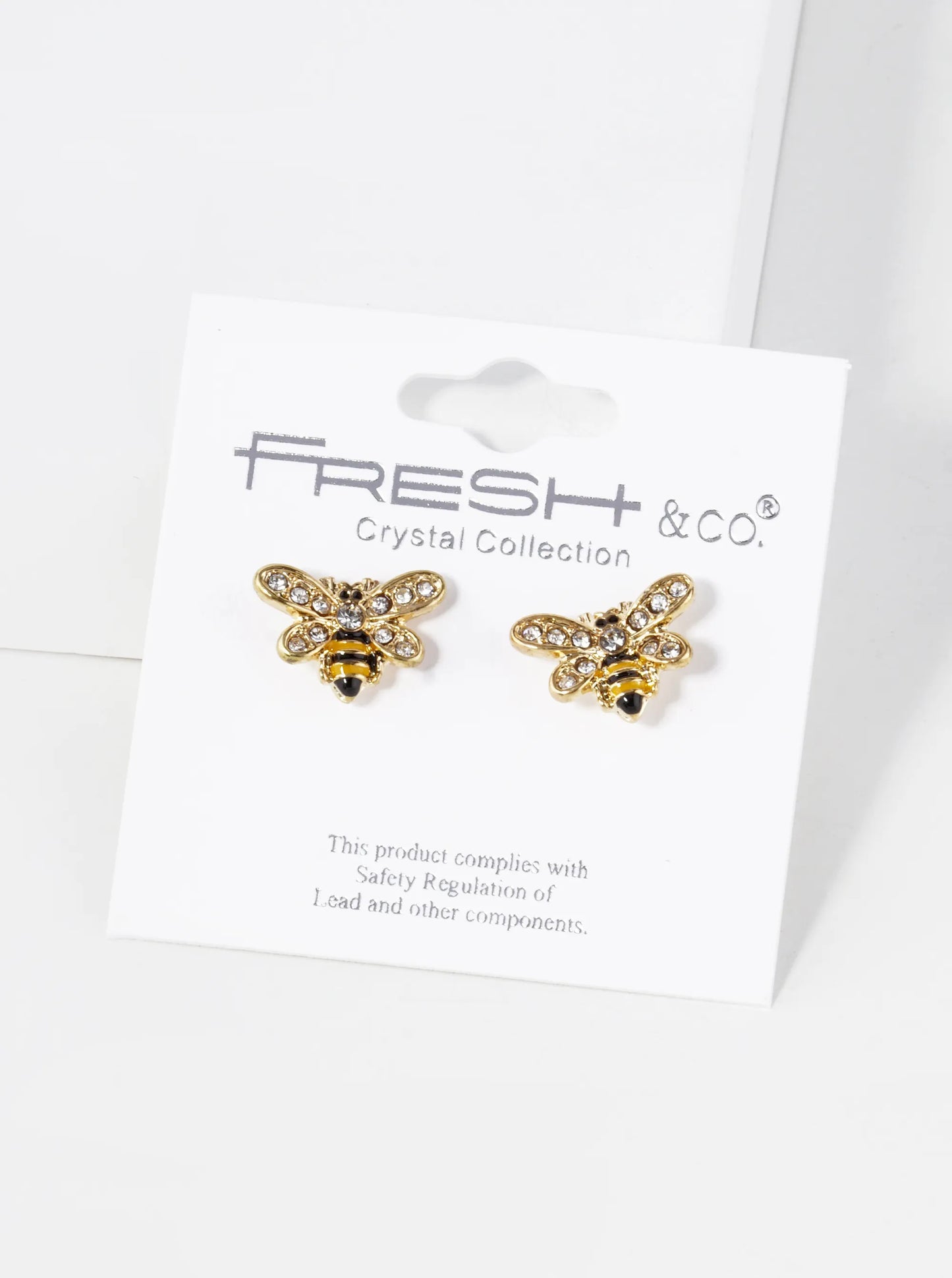 Crystal Pave Enamel 10mm Honey Bee Stud Earrings