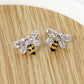 Crystal Pave Enamel 10mm Honey Bee Stud Earrings
